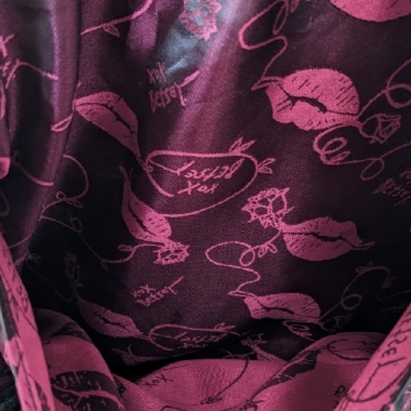 Betsey Johnson Black and Pink Floral Tote Bag & Convertible Backpack  EUC - Picture 6 of 8